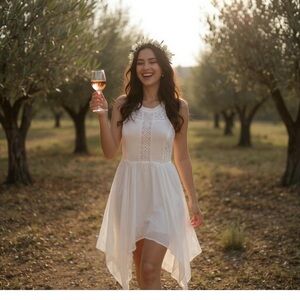 NWT Francesca Alya Asymmetrical Cream Sleeveless Dress Size S